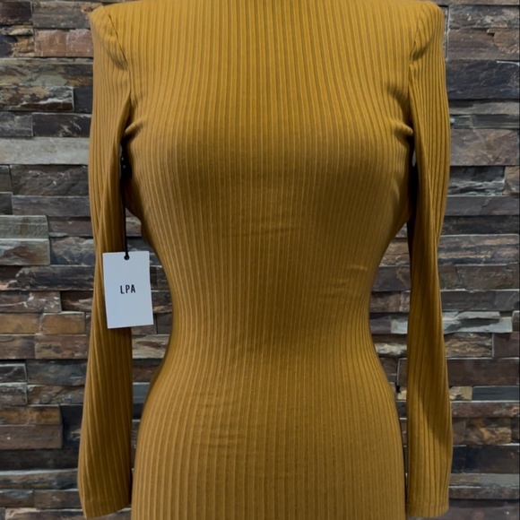 LPA Revolve Jovie Ribbed Open Back Long Sleeve Dress - Picture 3 of 10